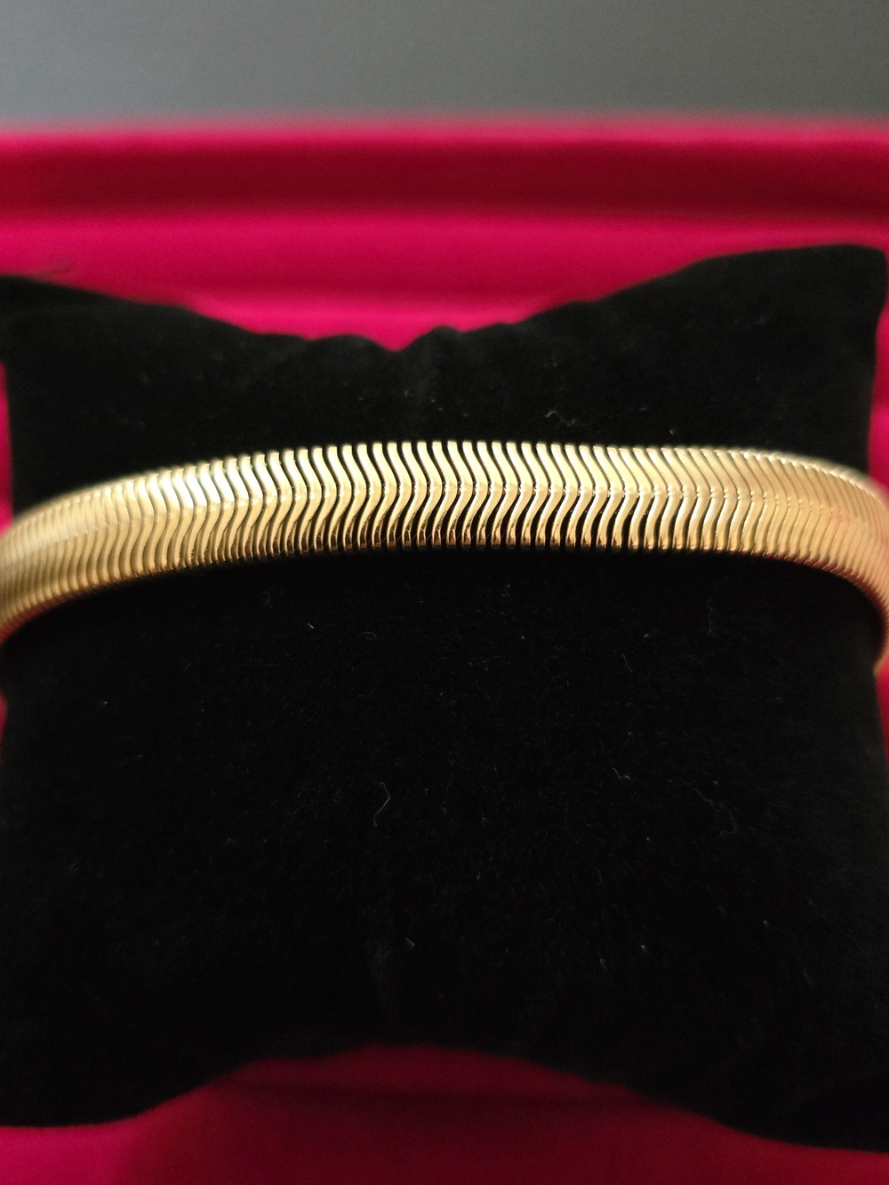 Gold Serpentine Statement Bracelet - Herringbone Snake Chain Trendy Bold Stacker